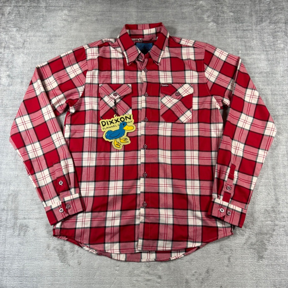 Dixxon Flannel Company Madison Shirt Mens LT Red Plaid D-Tech Long Sleeve NWT